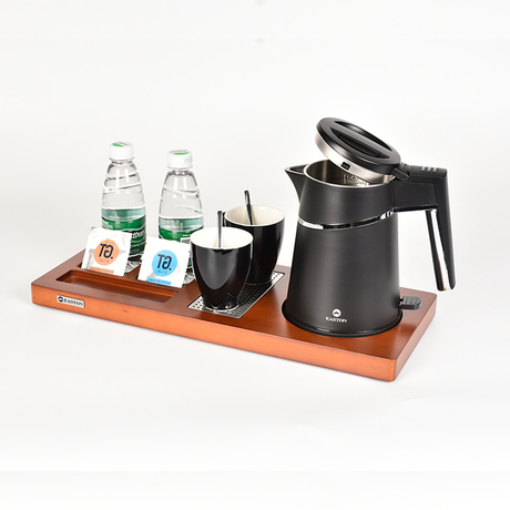 Novo design conjunto de bandeja para chaleira elétrica de hotel com base rotativa de 360 ​​graus em aço inoxidável