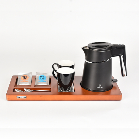 Novo design conjunto de bandeja para chaleira elétrica de hotel com base rotativa de 360 ​​graus em aço inoxidável