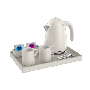 NOVO Design Creme de parede dupla White Hotel Kettle com conjunto de bandejas