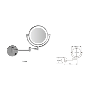 Hotel Commercial Round Banheiro LED de dupla face 3x espelhos de maquiagem