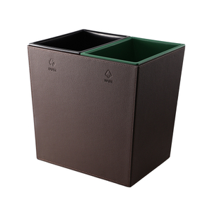 Hotel Leather Exterior e plástico Liner interno 2*8l Wastin Bin