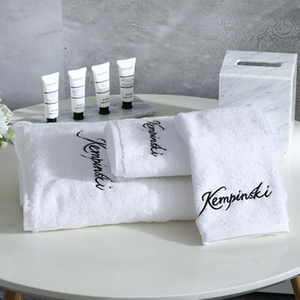 O hotel personaliza a toalha de banho 100% do algodão do quarto de hóspedes ajustada com logotipo