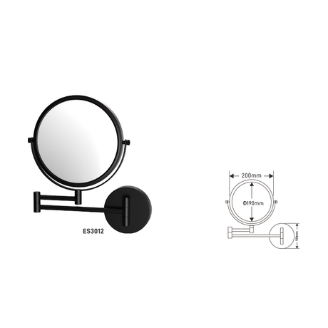 OEM Disponível de maquiagem redonda de maquiagem 4x Matt Black Hotel Mirror MelpiPer