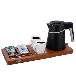 Hotel 800ml 1000W Kettle de jarro elétrico em aço inoxidável rápido com conjunto de bandeja