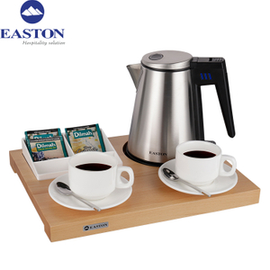 Hotel Custom 1200W 0,8L Aço inoxidável 304 Aquecedores de água Conjunto de bandeja de chaleira elétrica