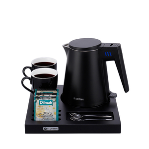 Tray Electric Kettle 0.6L Matt Black Beech Wood Tray da hospitalidade do hotel