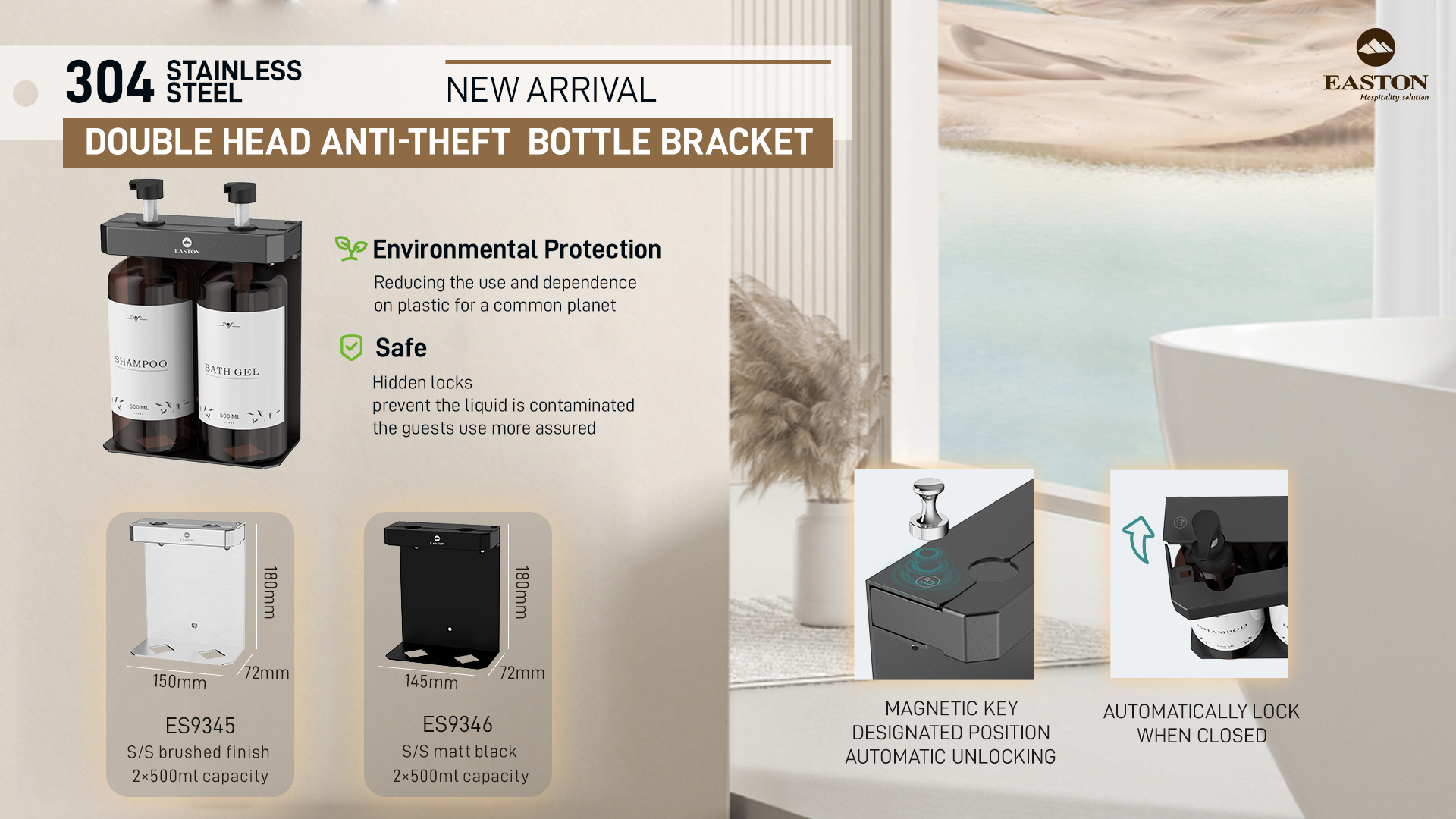 Suporte antifurto para garrafas de loção de hotel: uma solução segura e elegante para comodidades dos hóspedes